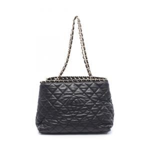 CHANEL Matelasse Tote Bag, Leather, Women's, Black